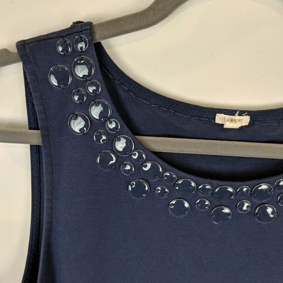 J. Crew Womens Embellished Sleeveless Shift Dress Size L Pockets Blue Career - Picture 5 of 5